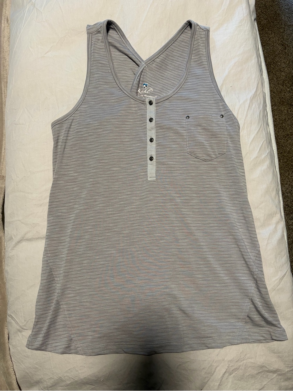 Kuhl Women's Light Gray Striped Henley Tank